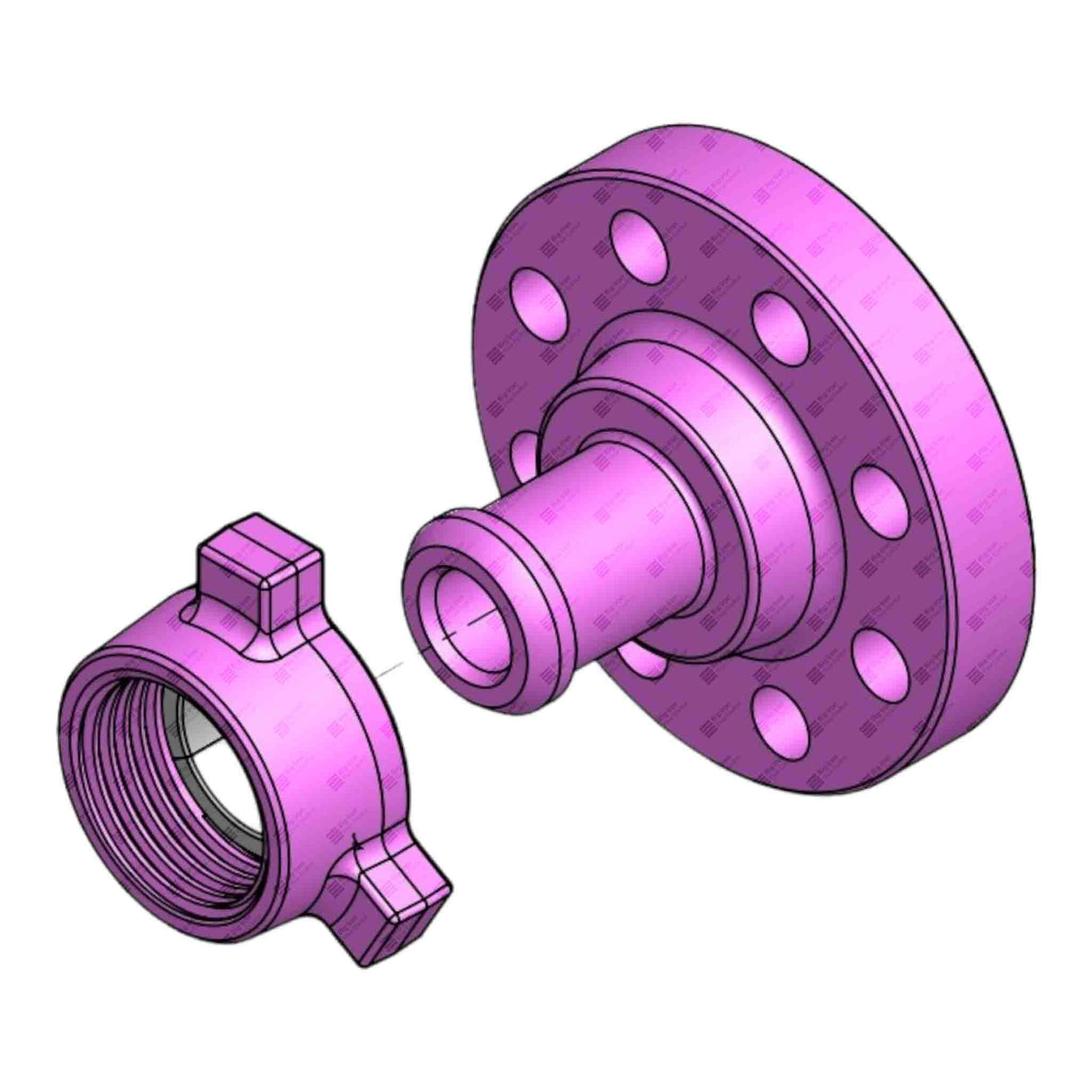 Flange Adapter, 3" 1500# RTJ x 2" 1502 M, 3705 psi, Sour Service