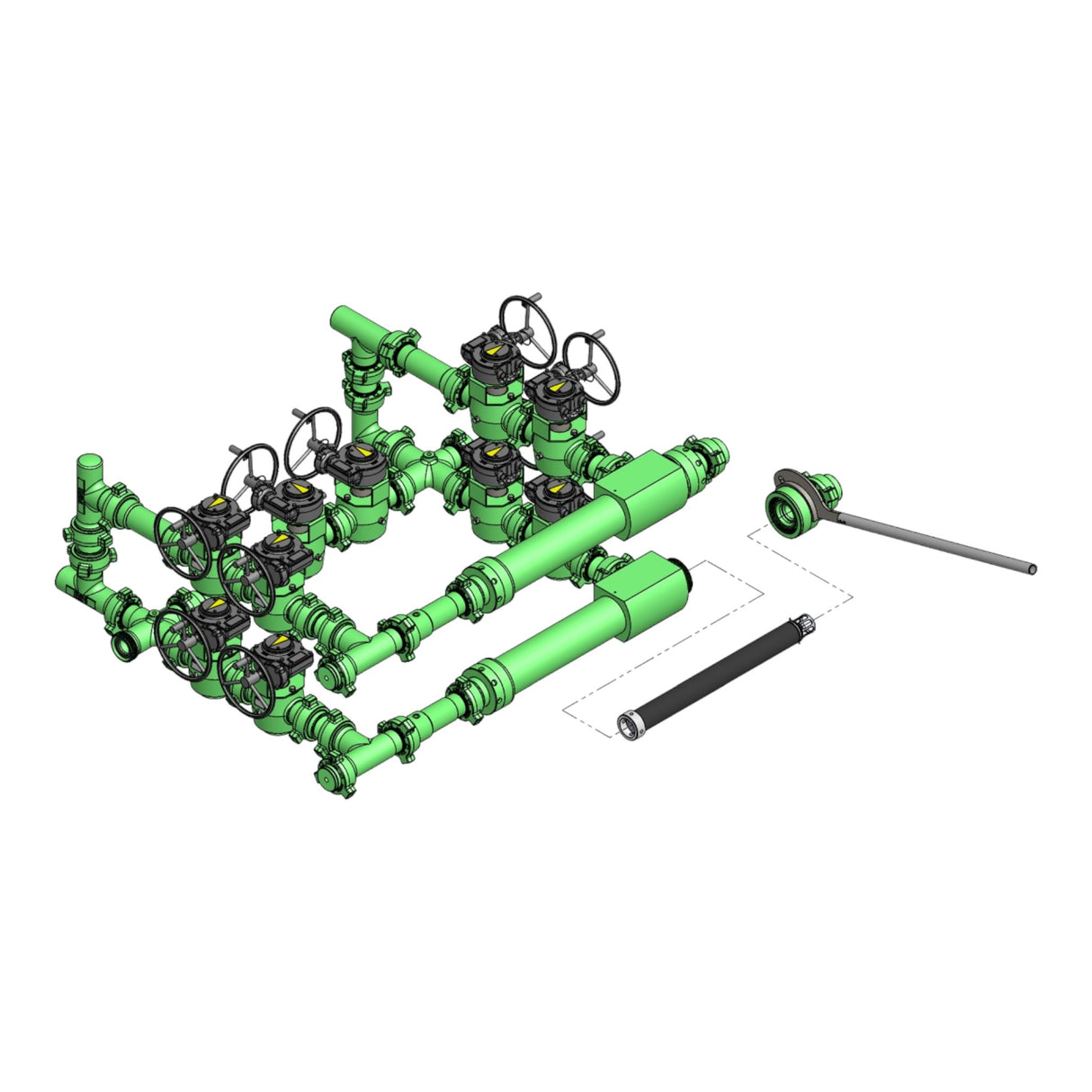 Horizontal Dual Barrier Debris Catcher - 3" Fig 1502 W/4" Screen & 7" Od X 5" Id X 46" Long Barrel (3" Outlet) DOUBLE DECKER